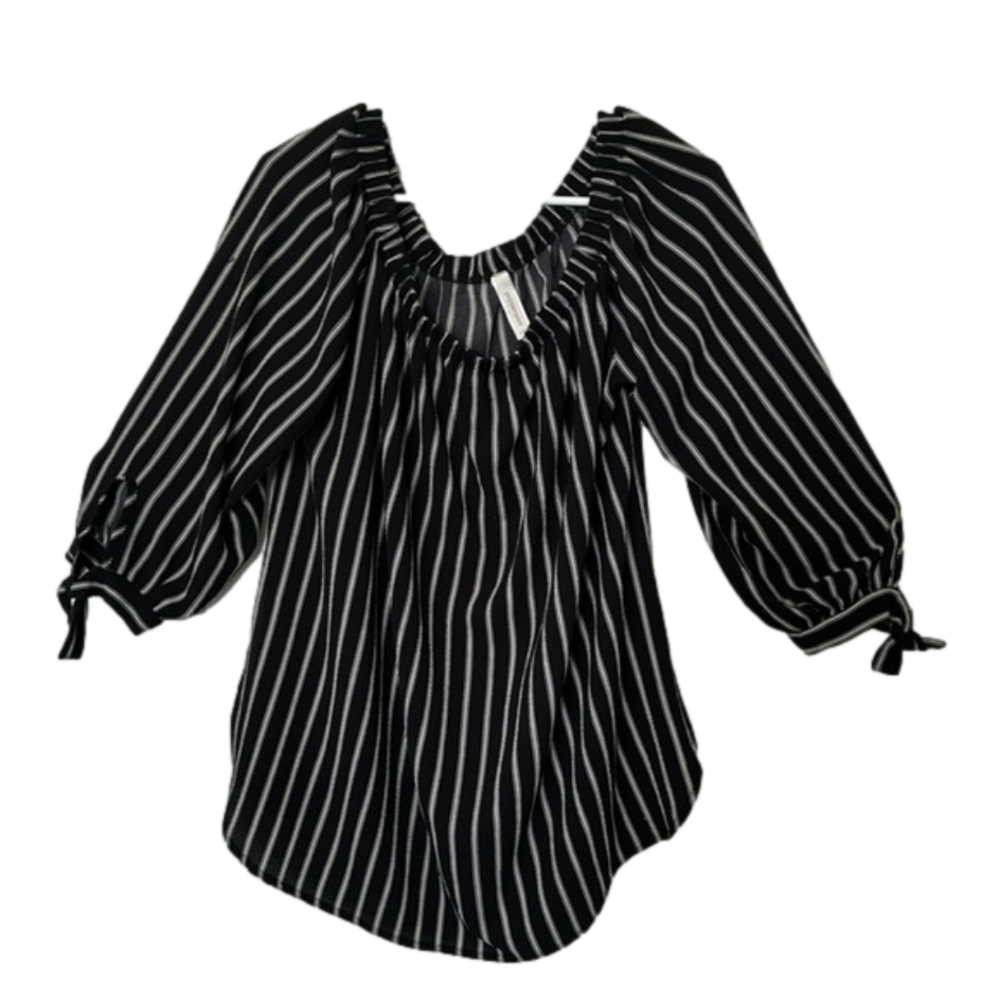 Peppermint Black‎ and White Striped Long Sleeve Tunic